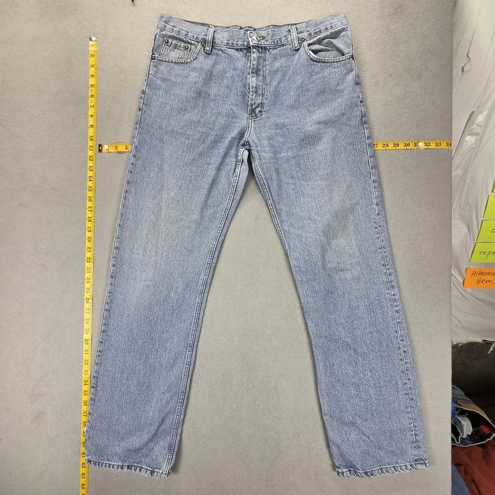 Vintage Levis 507 Jeans‎ Mens 36x32 Blue Made in USA Straight Light Wash Zip Fly
